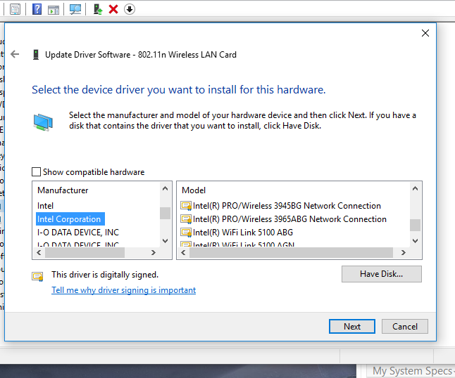 intel 3945bg wireless